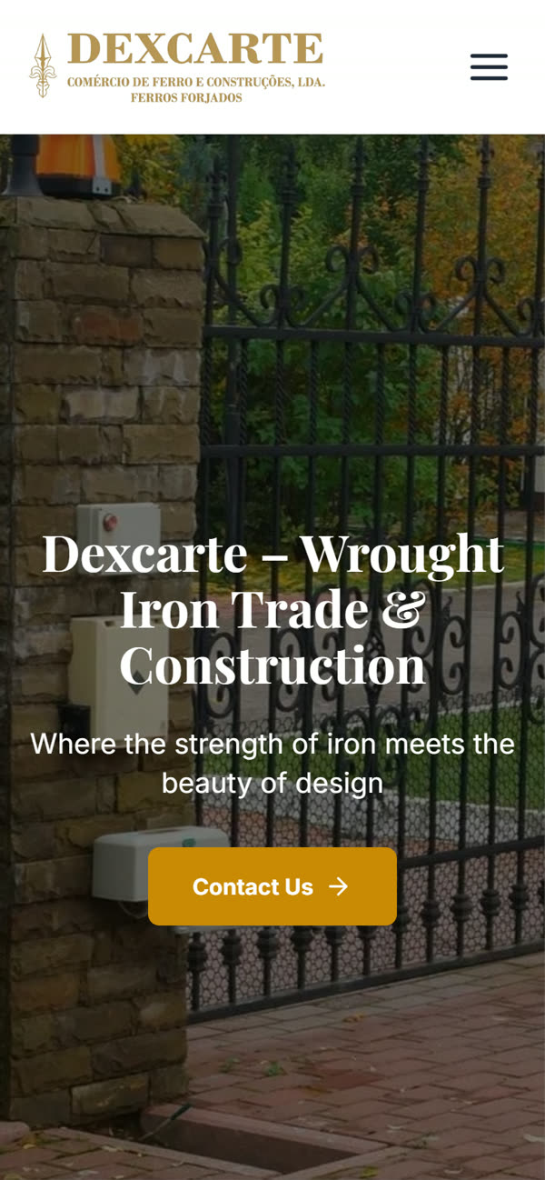 Dexcarte's home page on a phone.
